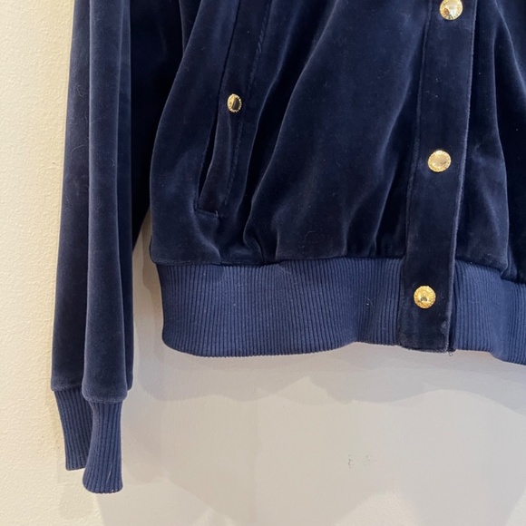 Lauren Ralph Lauren Velour Velvet Jacket Womens Large Blue Gold Buttons Comfy - Picture 4 of 10